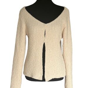 Ella Emma XL Cream/Ivory Cropped 2 Button V Neck  Cardigan Y2K